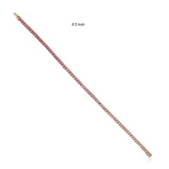 Ombre Pink Sapphire Tennis Stack Bracelet 14k Yellow Gold Fine Jewelry Delicate