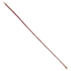 Ombre Pink Sapphire Tennis Stack Bracelet 14k Yellow Gold Fine Jewelry Delicate