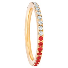 Bague d'éternité Lab rouge dégradé en or 14 carats, rubis et moissanite