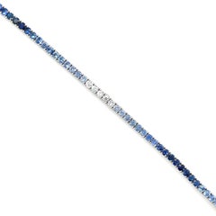 Ombre Sapphire Tennis Bracelet in 18k White Gold, 7.20 Carats Total