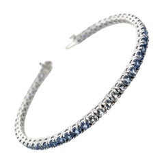 Ombre Sapphire Tennis Bracelet in 18k White Gold, 7.20 Carats Total