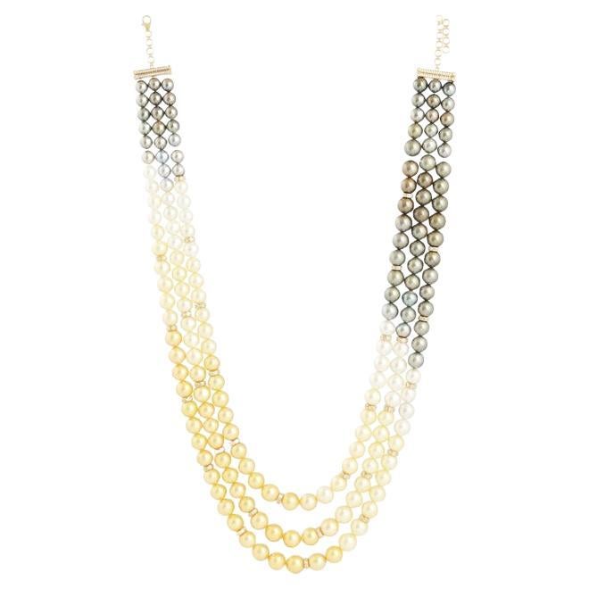 Collana Ombre South Sea e Perle di Tahiti in oro 18K in vendita