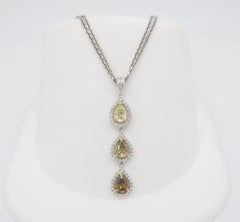 Ombre Style Diamond Halo Drop Pendant Necklace