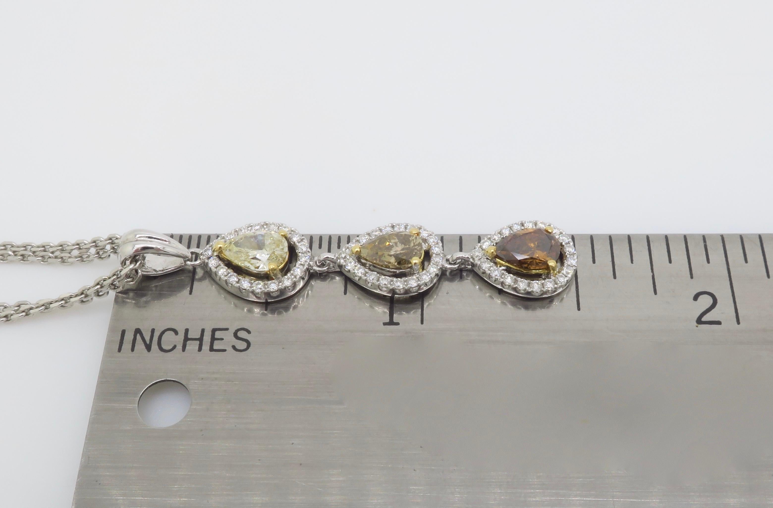 Collana con ciondolo a goccia con diamanti in stile Ombre in vendita 1