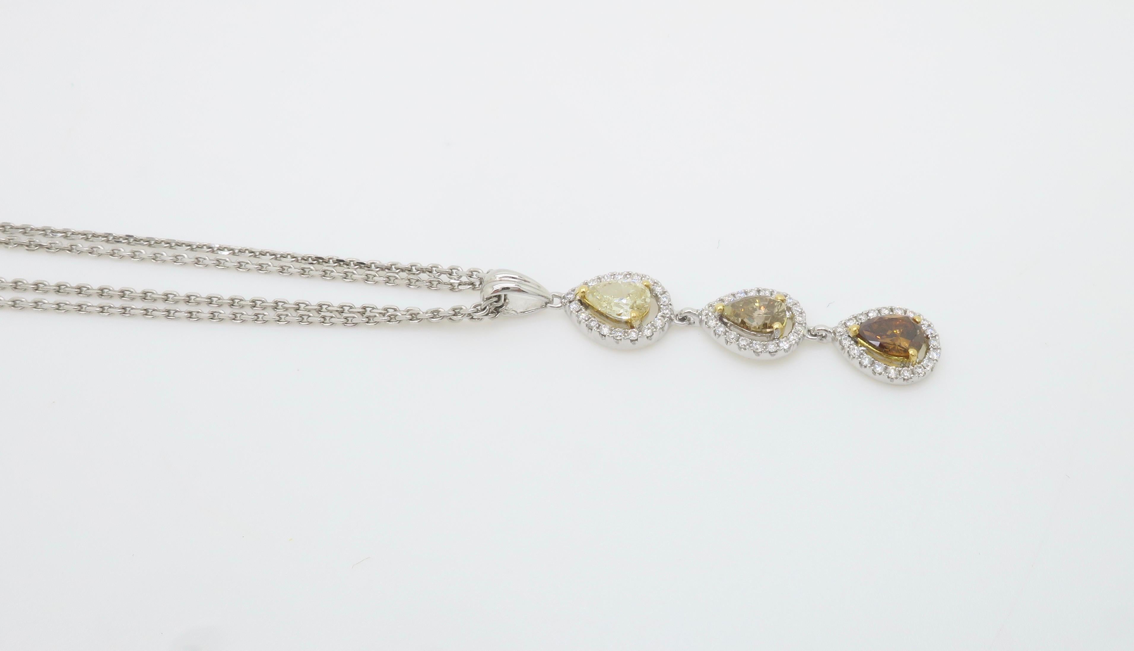 Collana con ciondolo a goccia con diamanti in stile Ombre in vendita 2