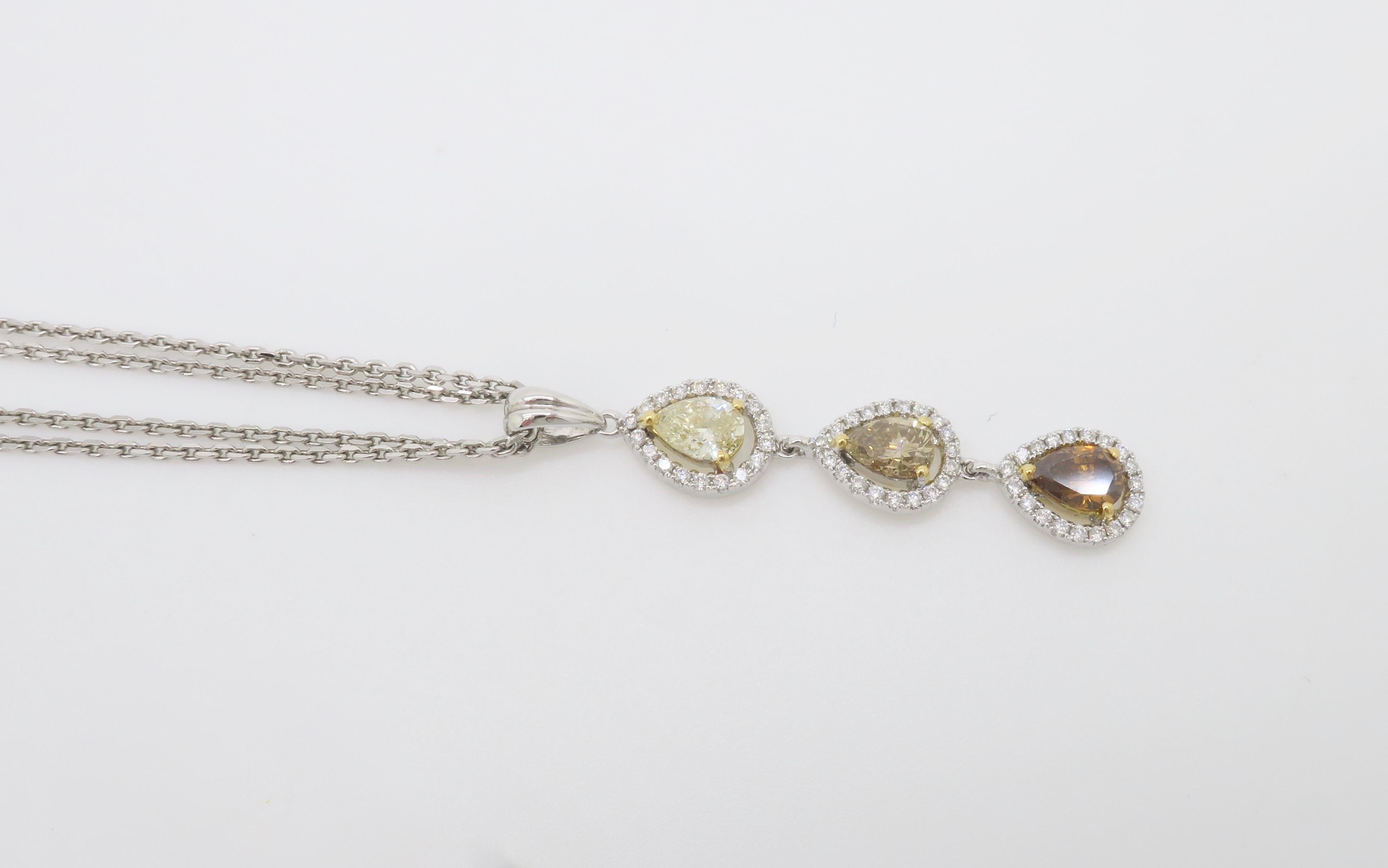 Collana con ciondolo a goccia con diamanti in stile Ombre in vendita 3