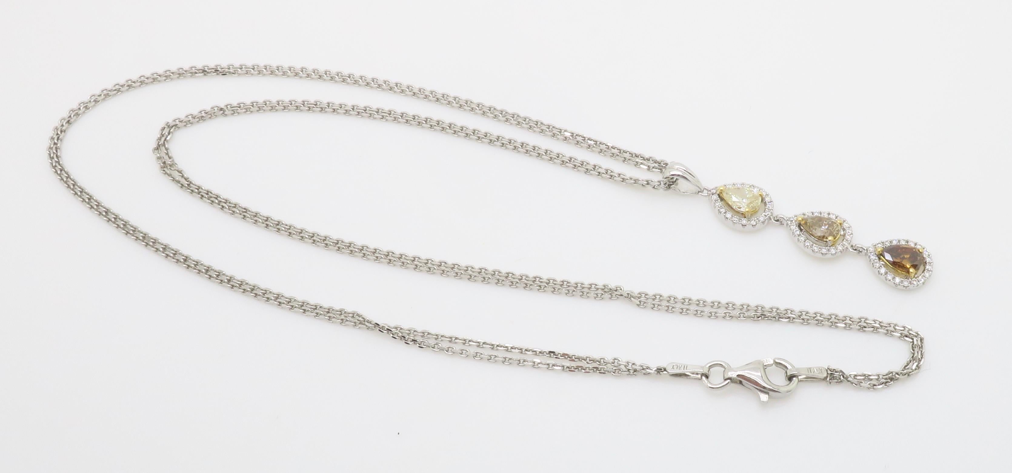 Collana con ciondolo a goccia con diamanti in stile Ombre in vendita 4