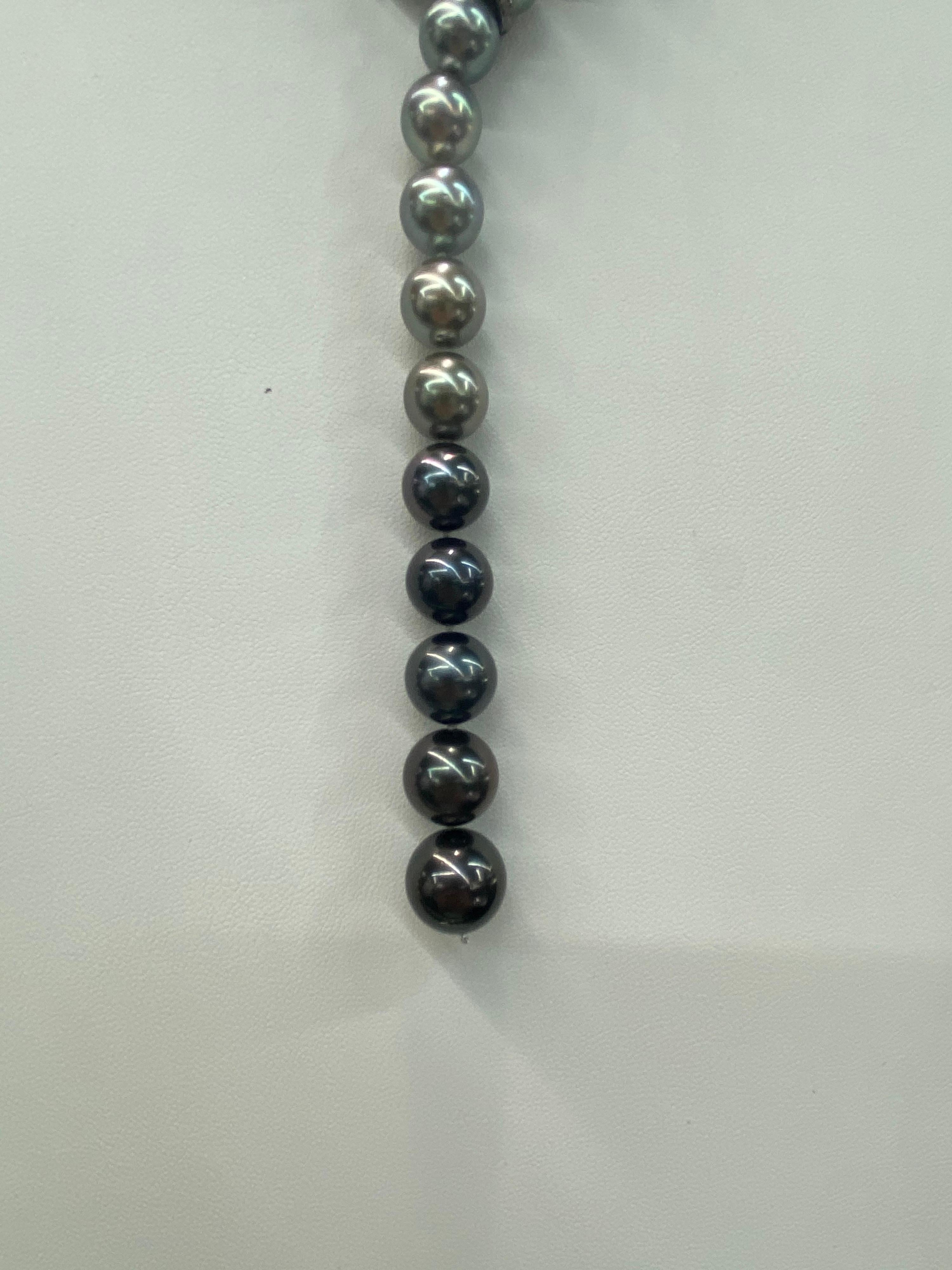 Contemporary HARBOR D. Ombre Tahitian Diamond Pearl Necklace 8-13.9 MM