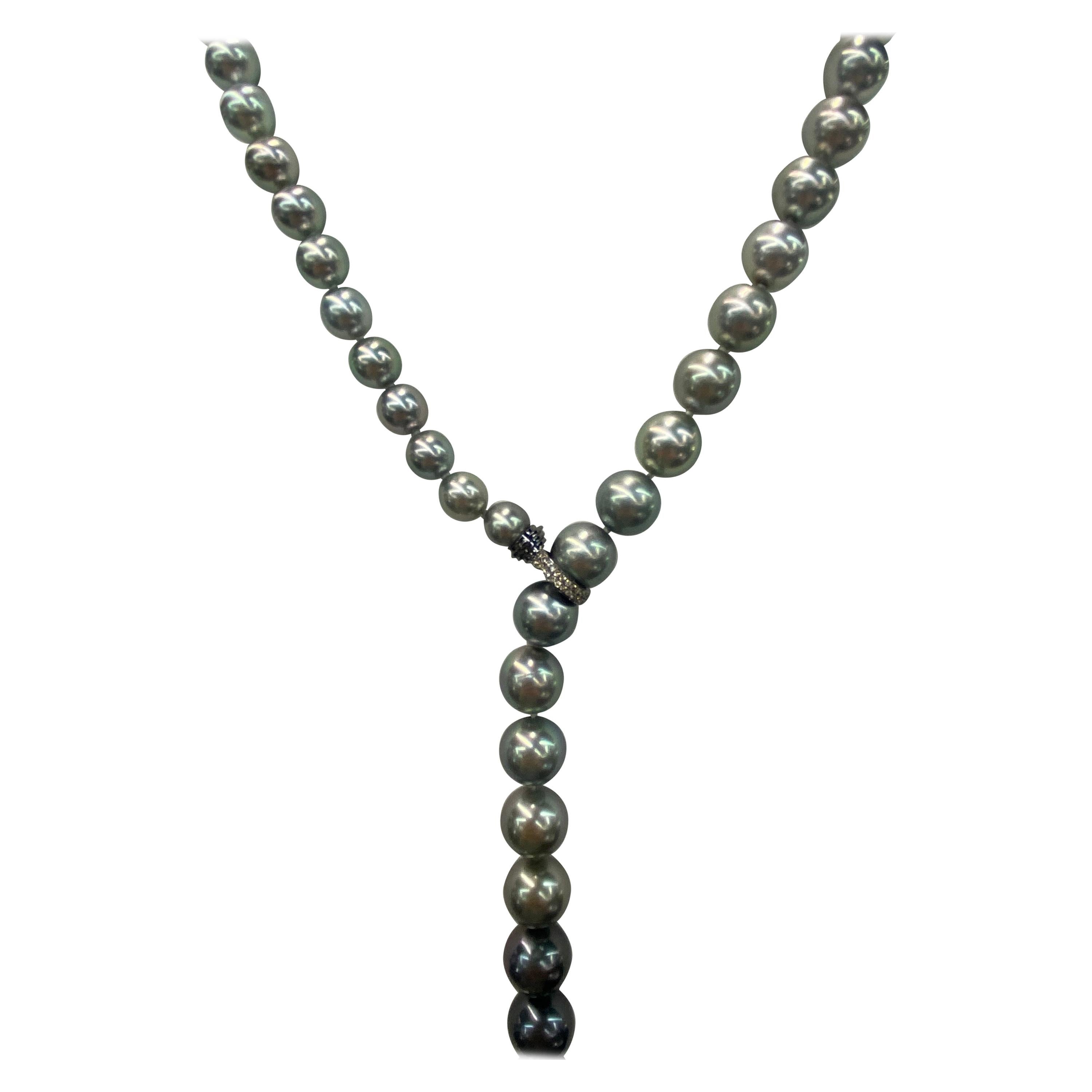 HARBOR D. Ombre Tahitian Diamond Pearl Necklace 8-13.9 MM