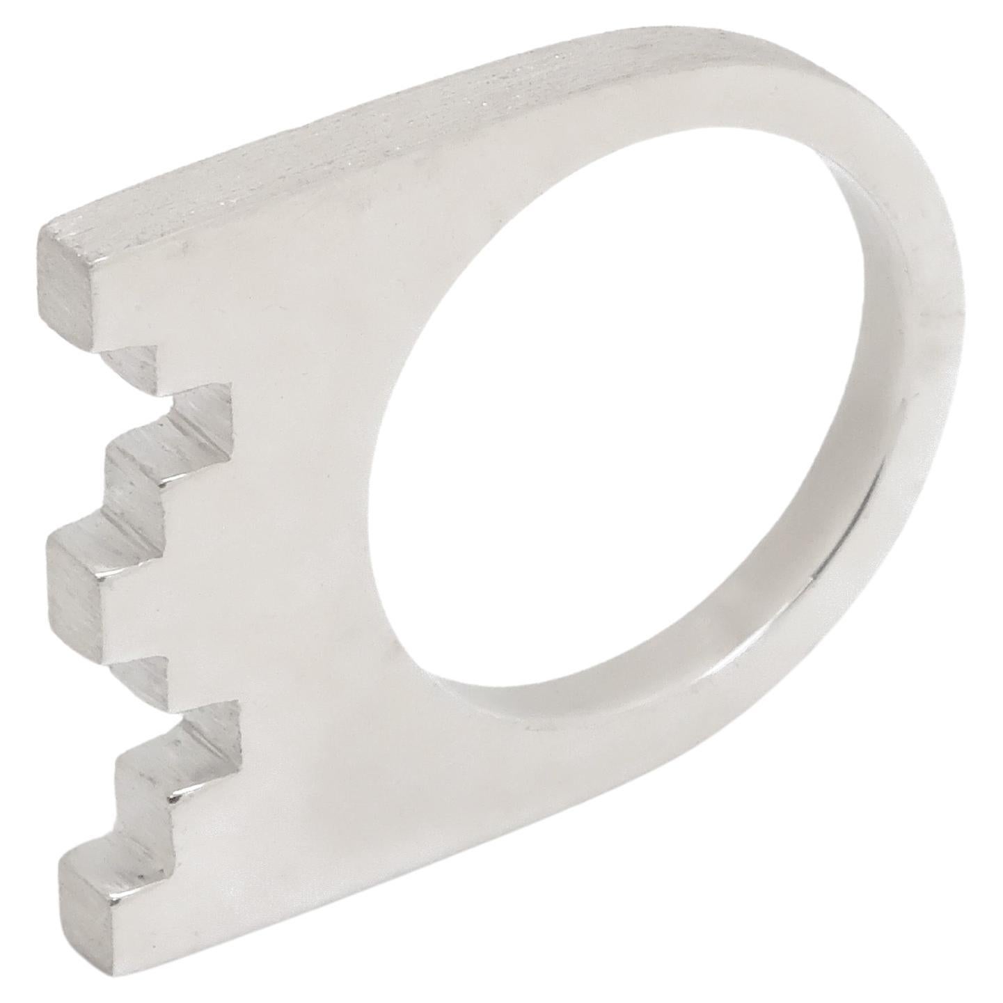 Ombres Portees A-14 Pure Silver Ring by Karl Mazlo