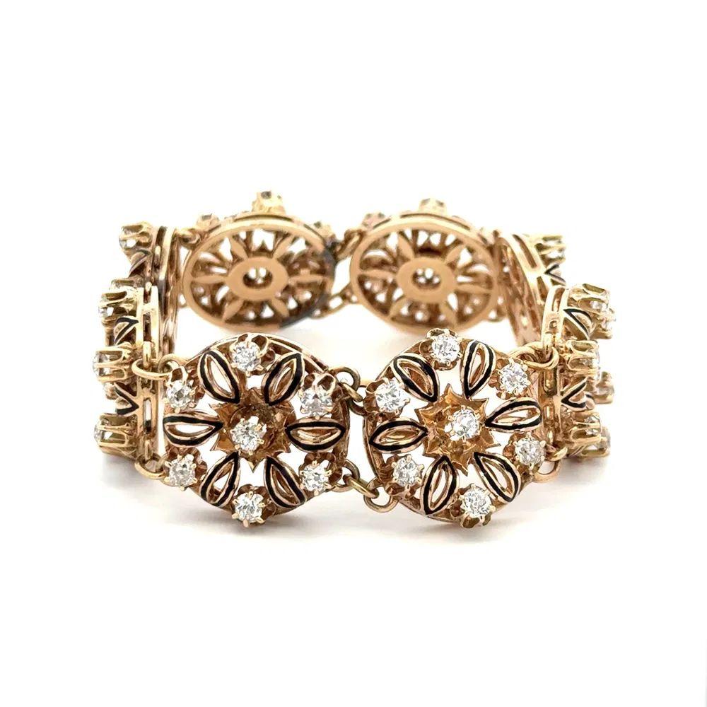 De las mujeres OMC Pulsera de diamantes y esmalte de 8 estaciones de oro de la época victoriana en venta