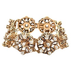 OMC Bracelet de diamant et d'émail à 8 stations d'or, de style vintage victorien