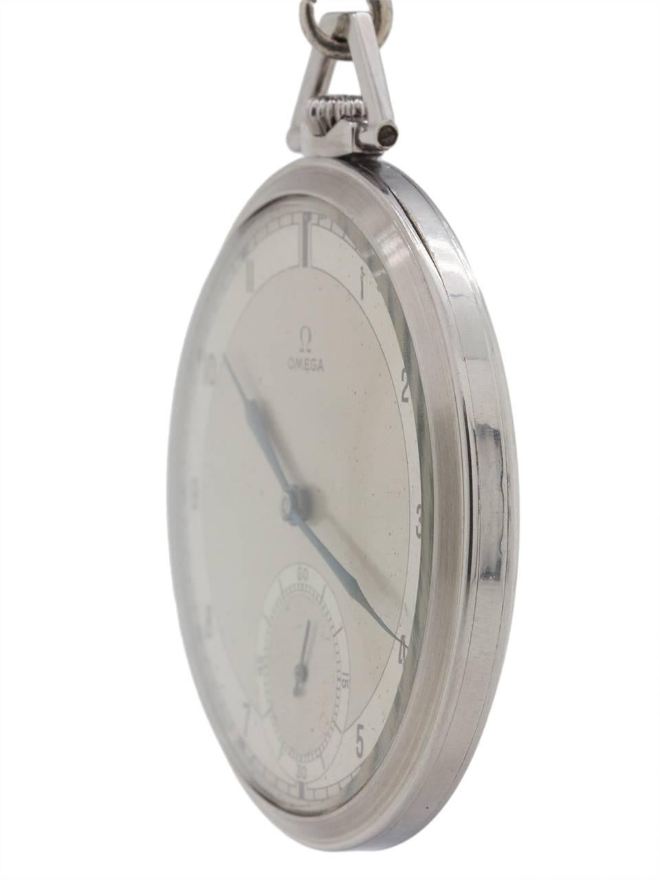 Art Deco Omega stainless steel 12-S Industrial Design Manual Wind Pocket watch, c1935