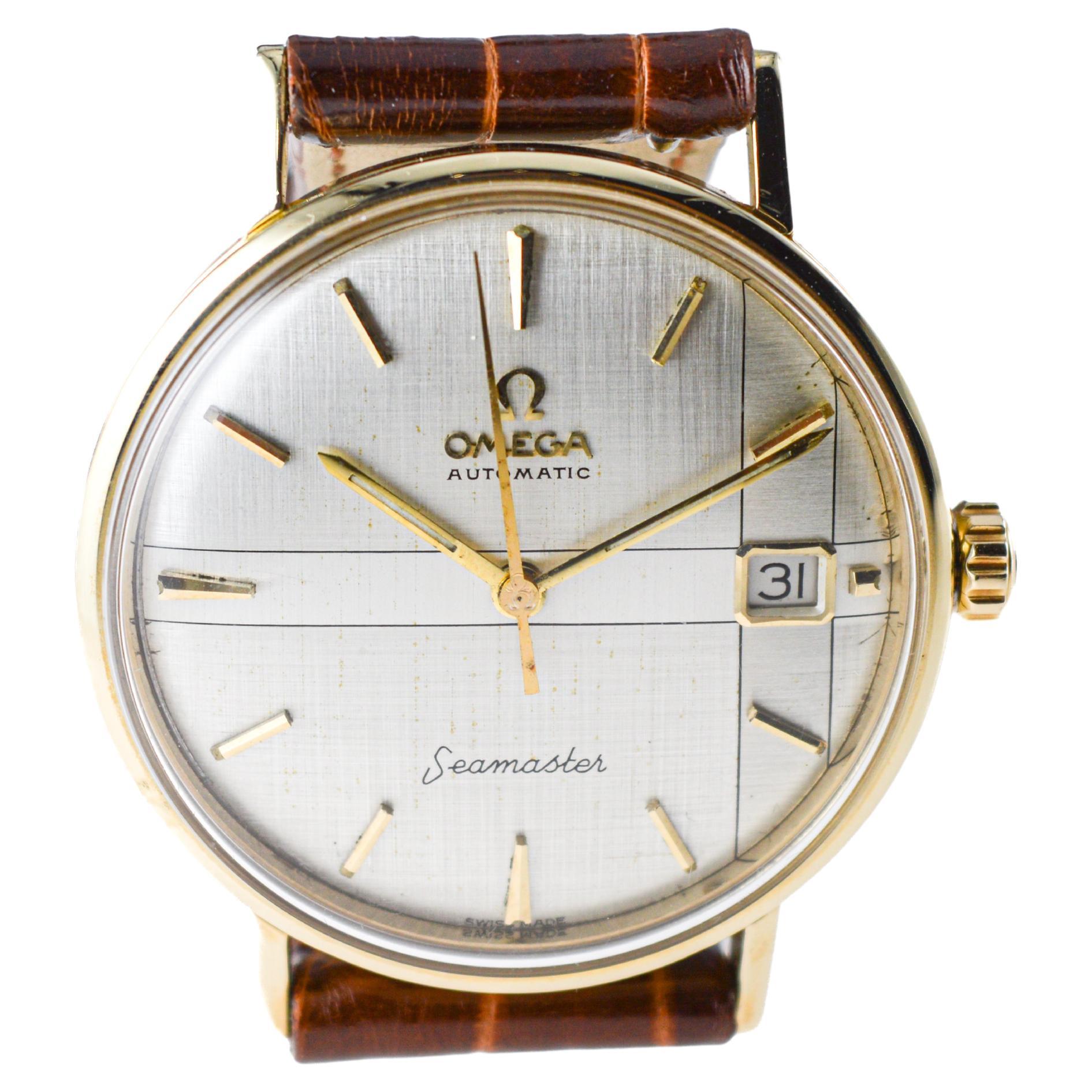 Omega 14 Karat Solid Yellow Gold with Unique Original Quadrant Dial Watch For Sale 1