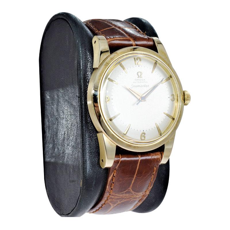 Omega 14 Karat Yellow Gold Seamaster Automatic Winding 1950s with Original Dial For Sale 6