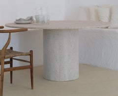 Round Top 140 Muted Beige Travertine Round Dining Table by Beije Avenue