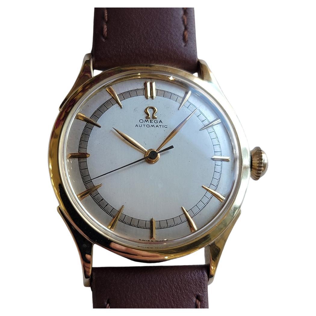 Omega 14k Solid Gold 1940s Mens 33mm Vintage Bumper Automatic RA714 For Sale