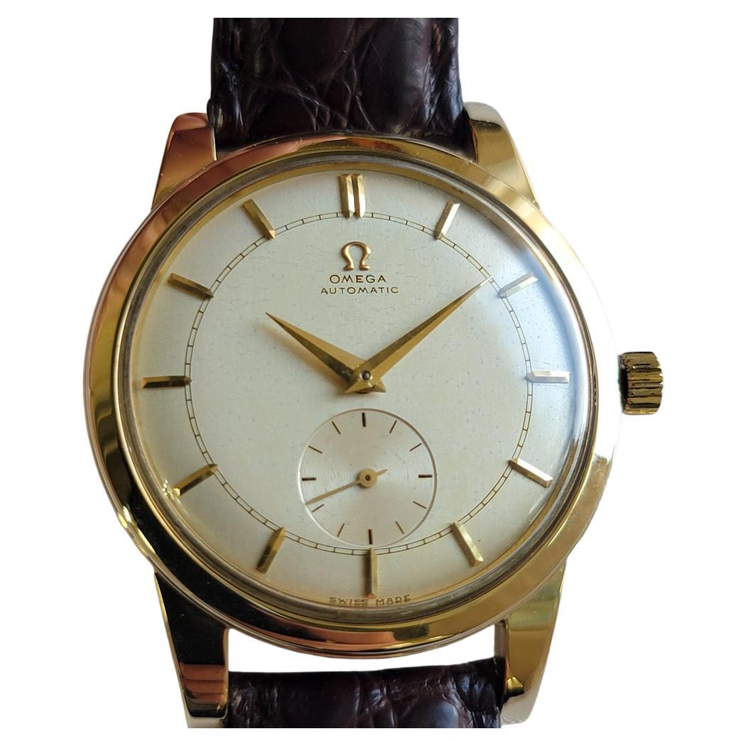 Omega 14k Solid Gold 36mm Jumbo Bumper Automatic Mens Vintage 1950s RA695 For Sale