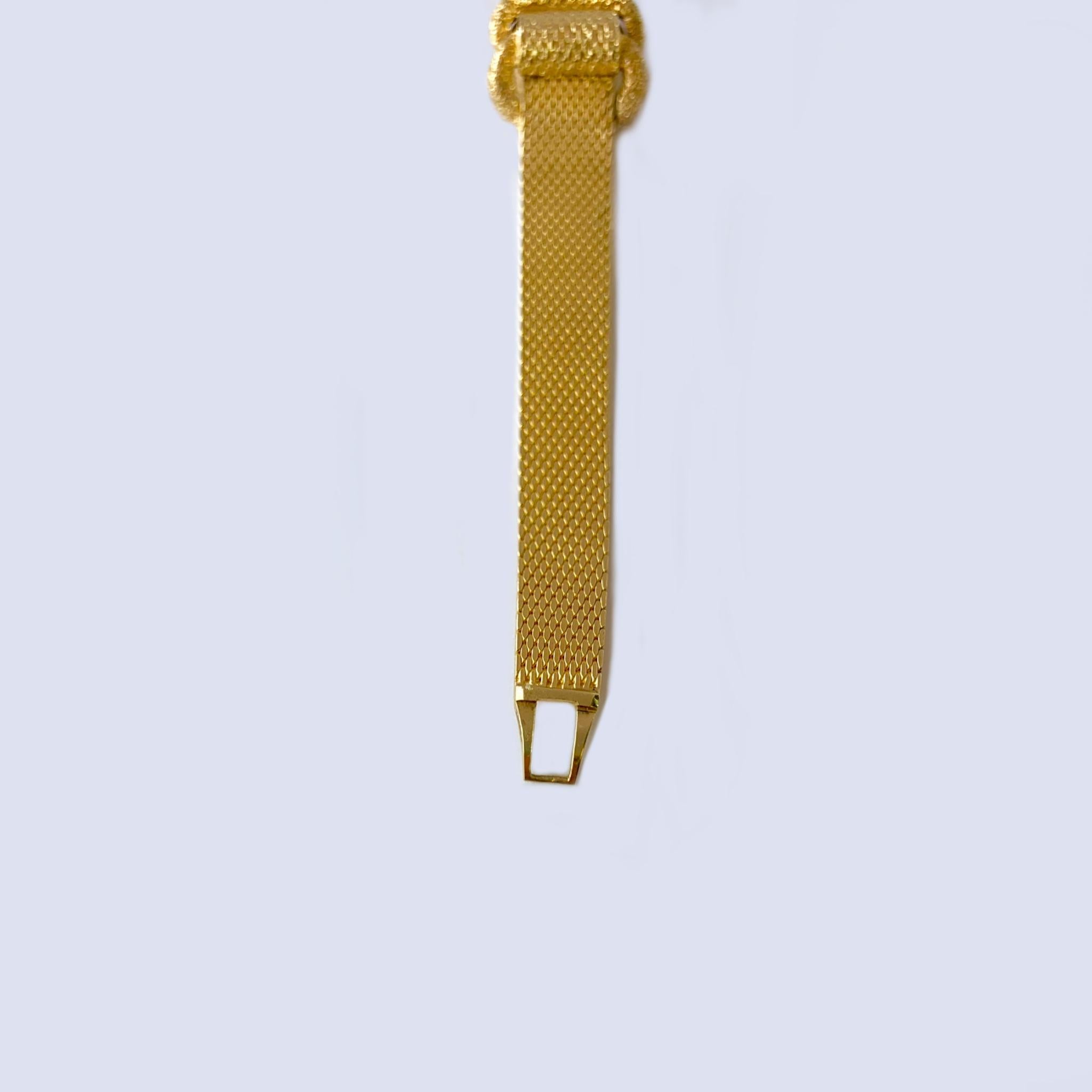 Omega 14 Karat Yellow Gold Ladies Bracelet Watch For Sale 3
