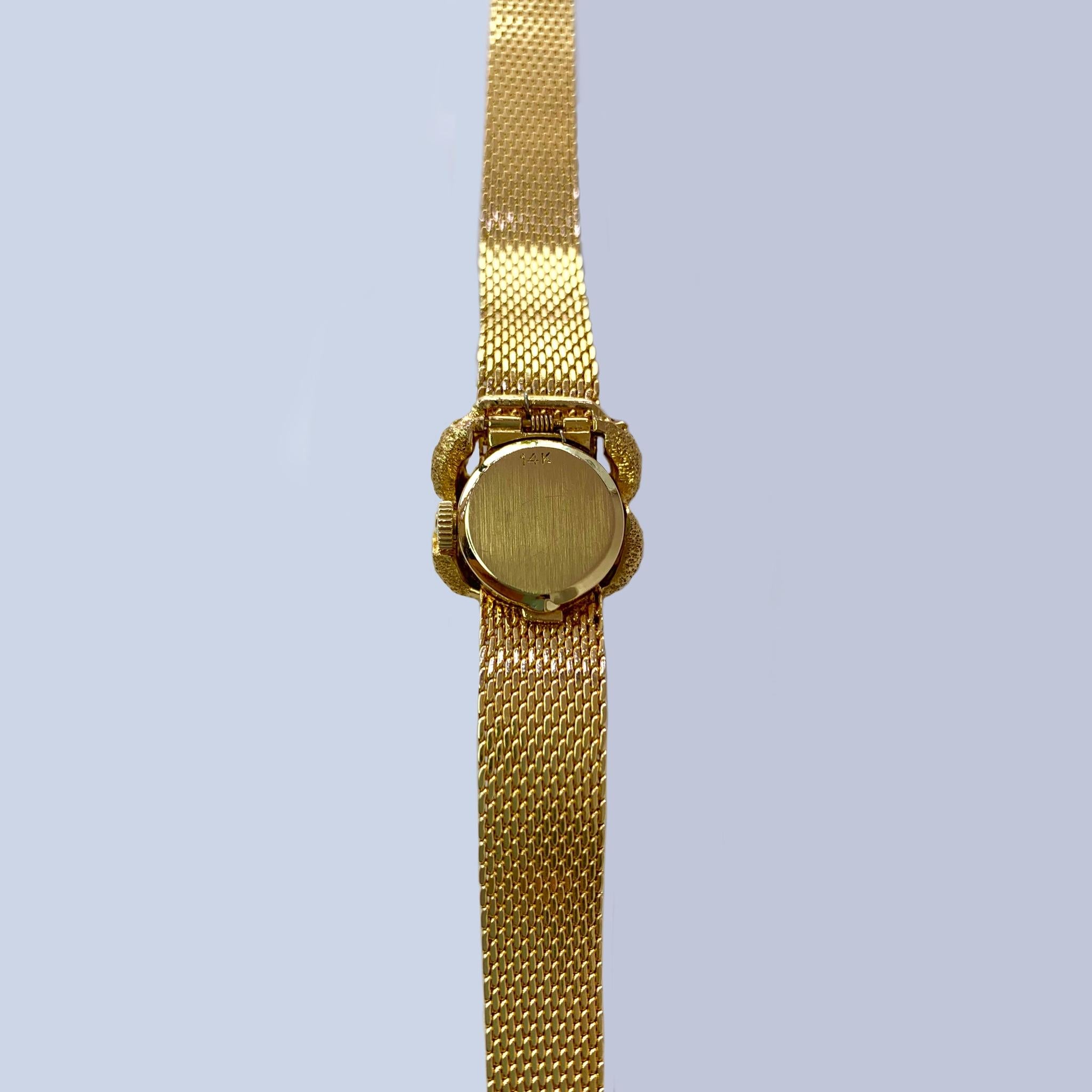 Omega 14 Karat Yellow Gold Ladies Bracelet Watch For Sale 4