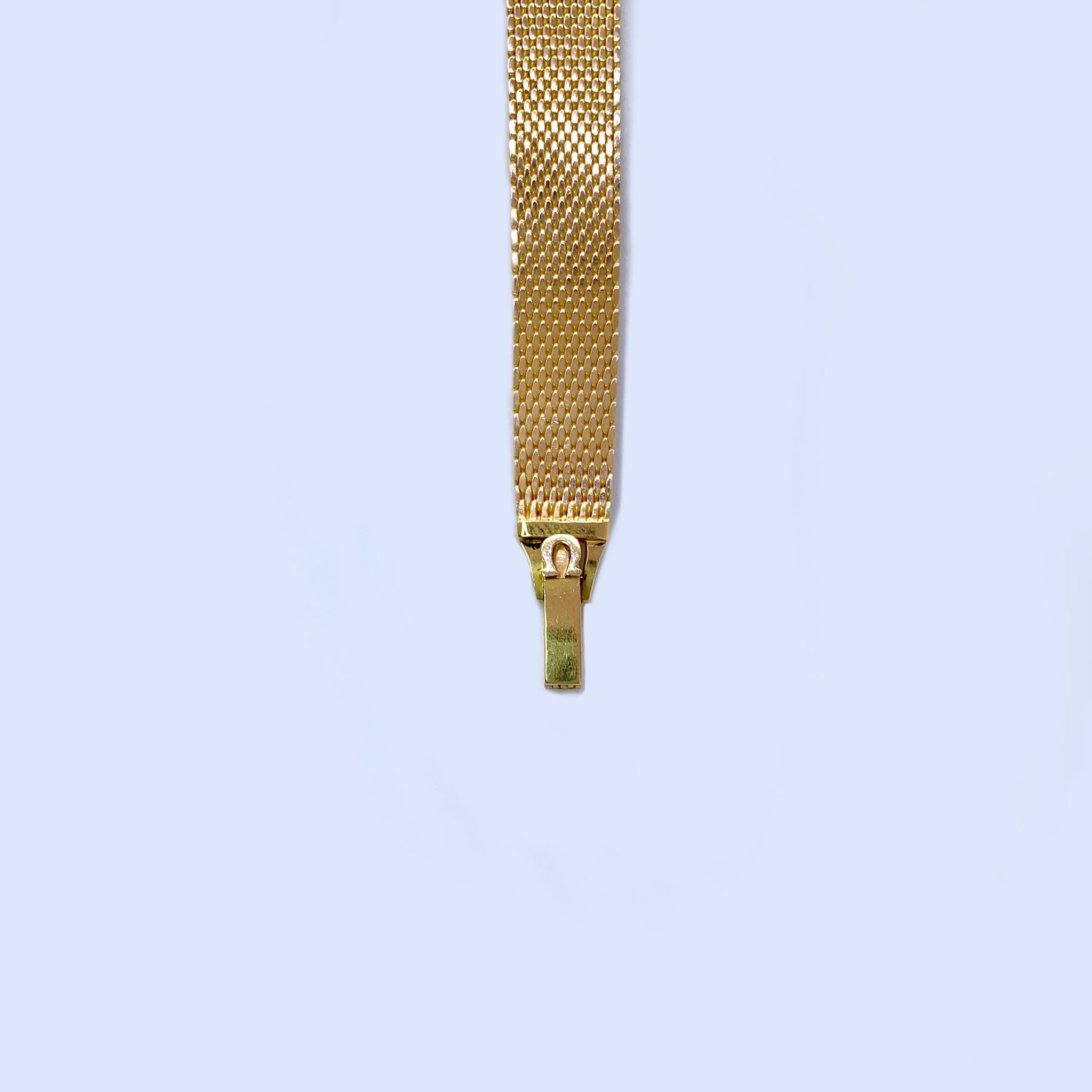 Women's Omega 14 Karat Yellow Gold Ladies Bracelet Watch For Sale