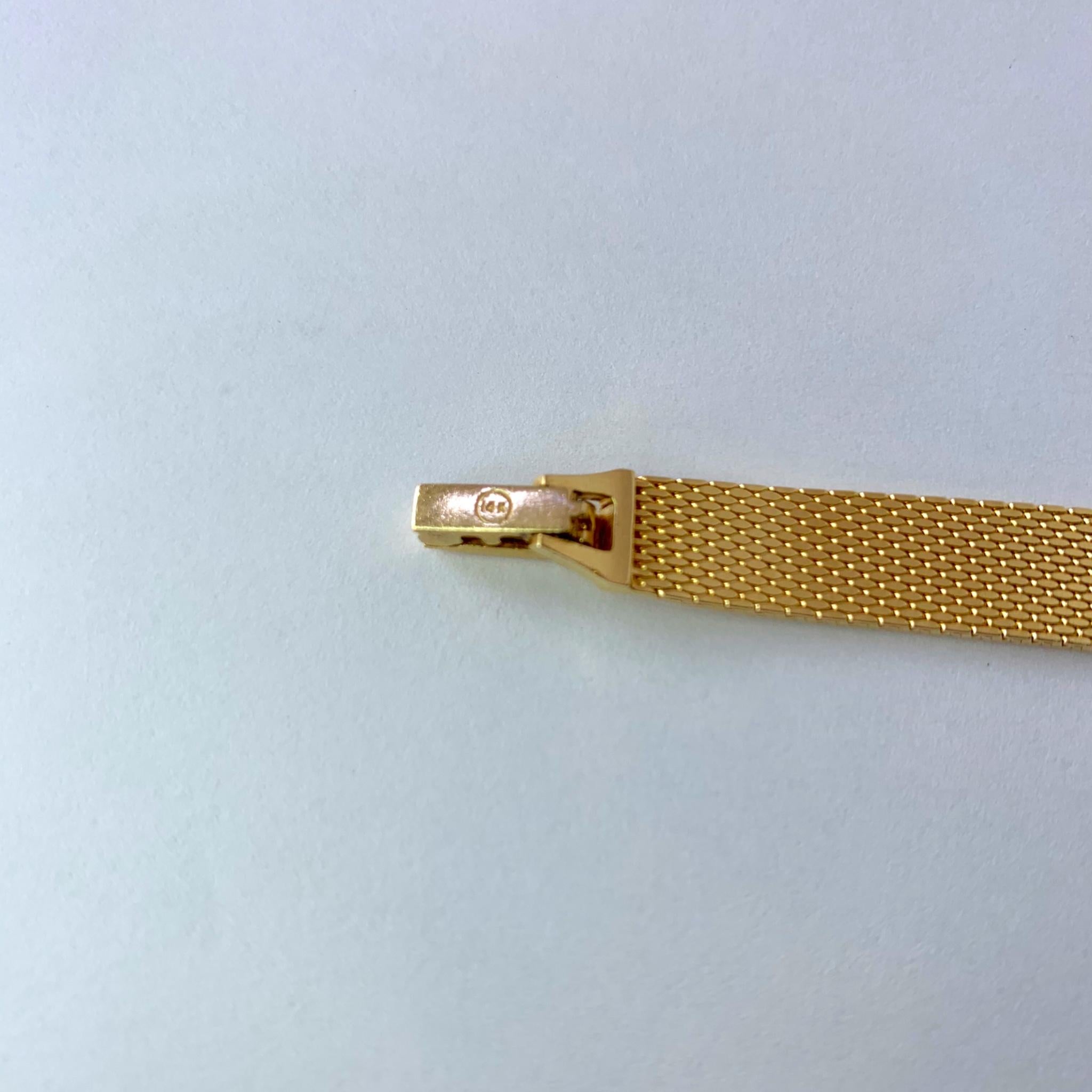 Omega 14 Karat Yellow Gold Ladies Bracelet Watch For Sale 2