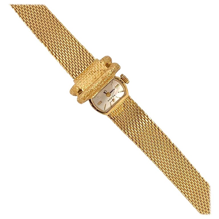Omega 14 Karat Yellow Gold Ladies Bracelet Watch For Sale at 1stDibs omega 14 karat gold watch