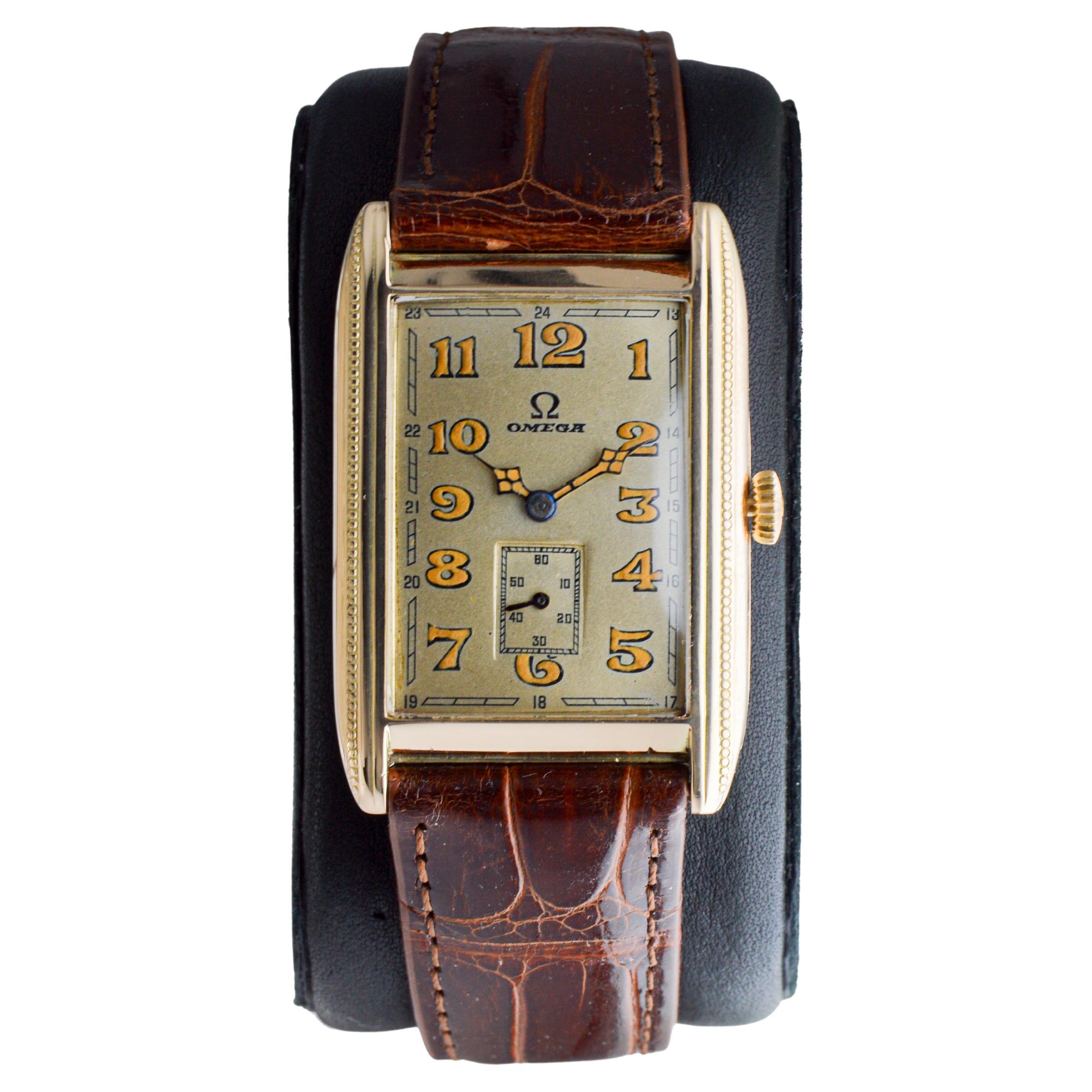 Omega 14Kt Solid Gold Art Deco Tank Style Watch from 1925-1930