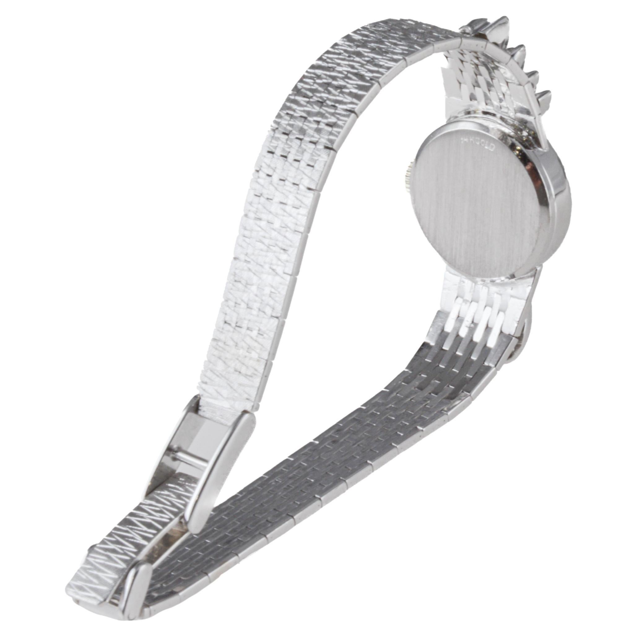 Omega 14Kt Solid White Gold Ladies 1950's Dress Watch with 1 Carat of Diamonds For Sale 5
