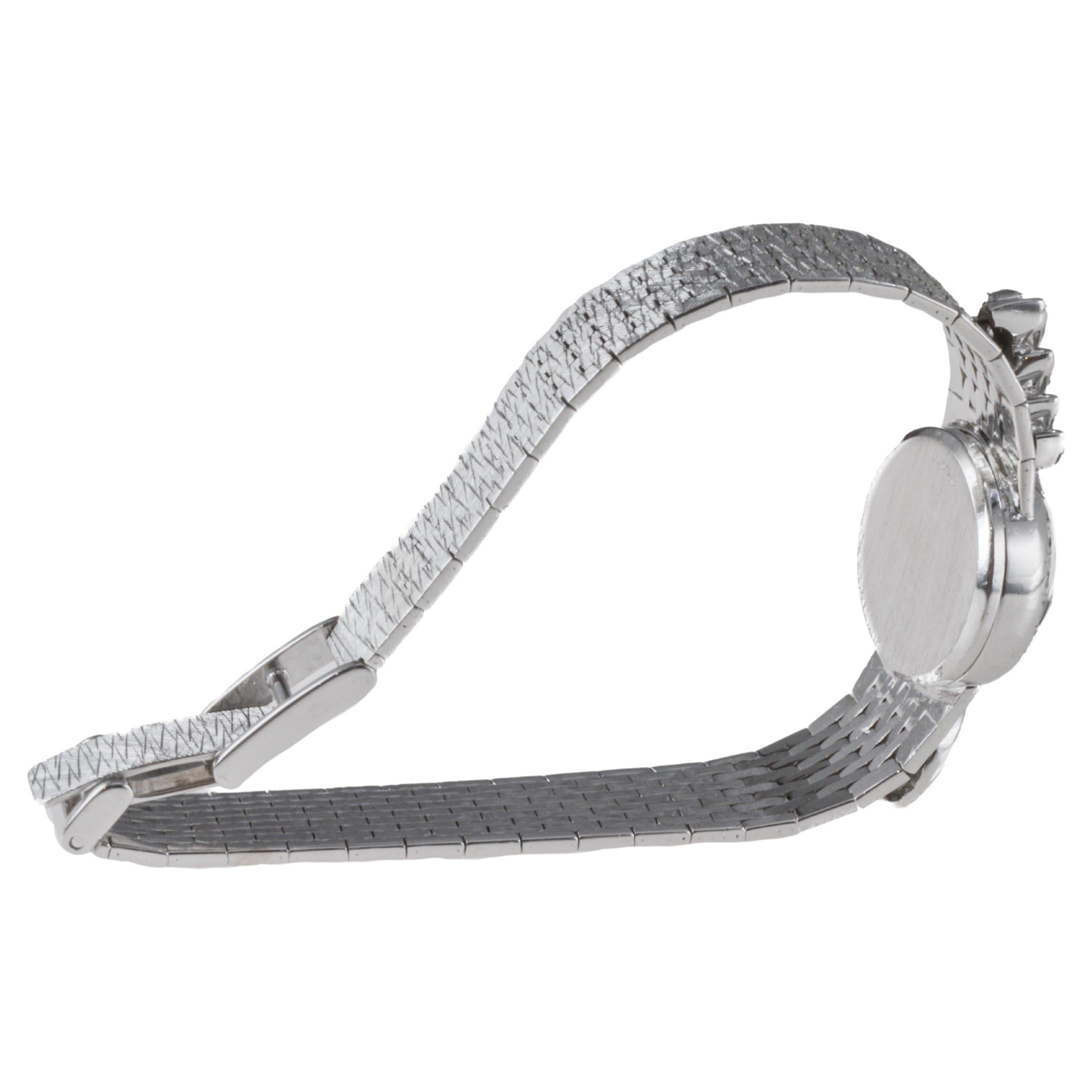 Omega 14Kt Solid White Gold Ladies 1950's Dress Watch with 1 Carat of Diamonds For Sale 6