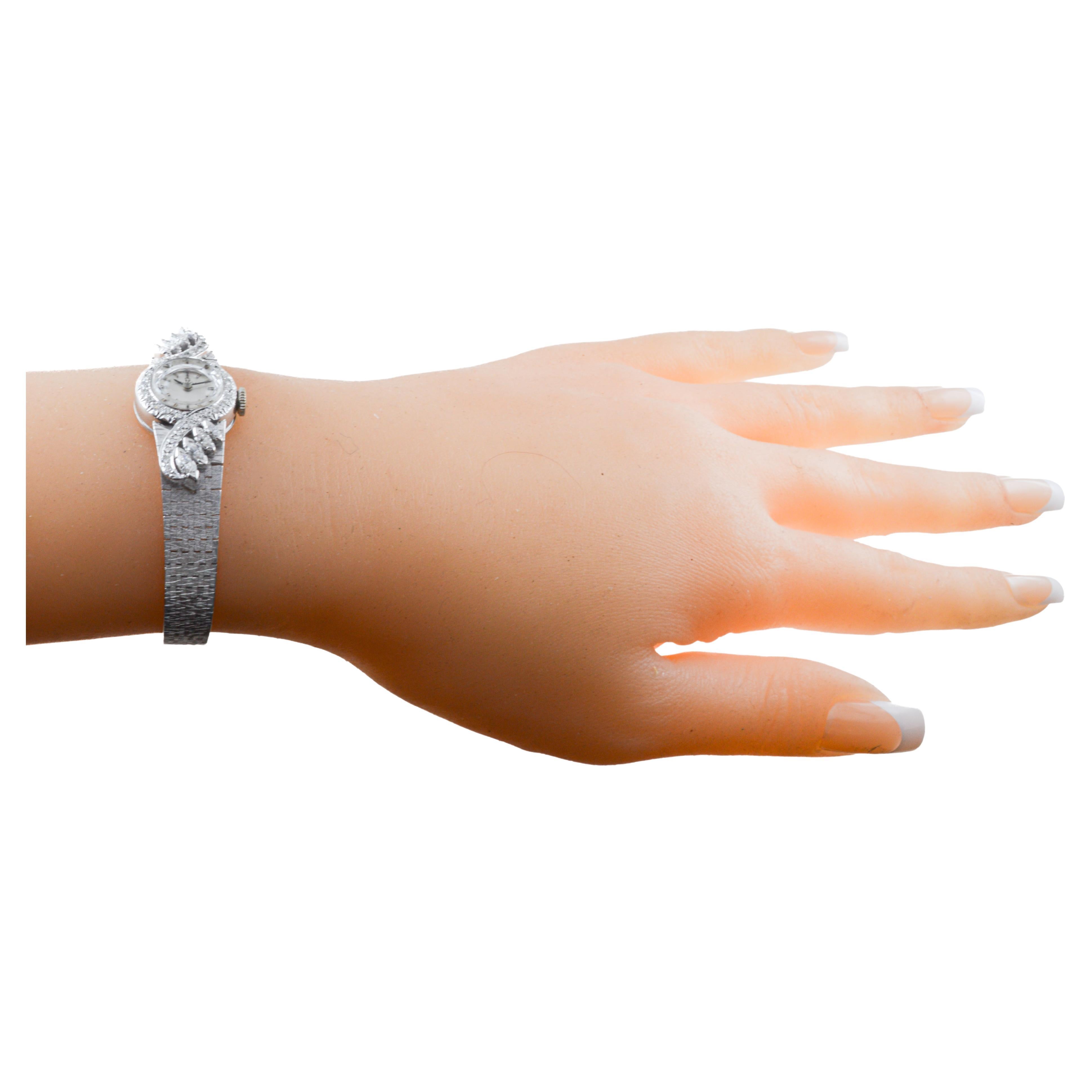 Omega 14Kt Solid White Gold Ladies 1950's Dress Watch with 1 Carat of Diamonds 9