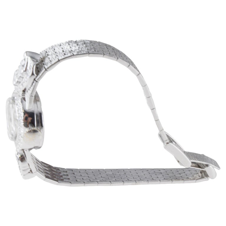 Omega 14Kt Solid White Gold Ladies 1950's Dress Watch with 1 Carat of  Diamonds For Sale at 1stDibs
