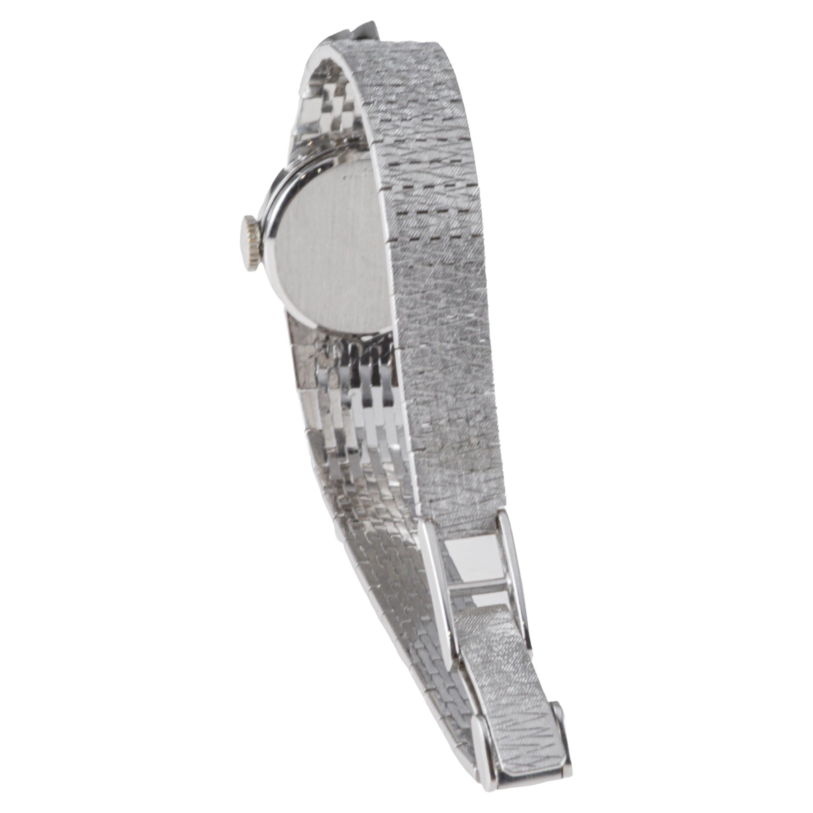Omega 14Kt Solid White Gold Ladies 1950's Dress Watch with 1 Carat of Diamonds For Sale 4