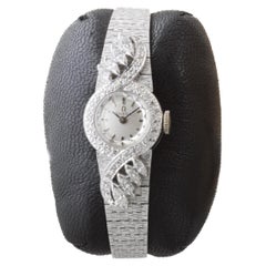 Vintage Omega 14Kt Solid White Gold Ladies 1950's Dress Watch with 1 Carat of Diamonds