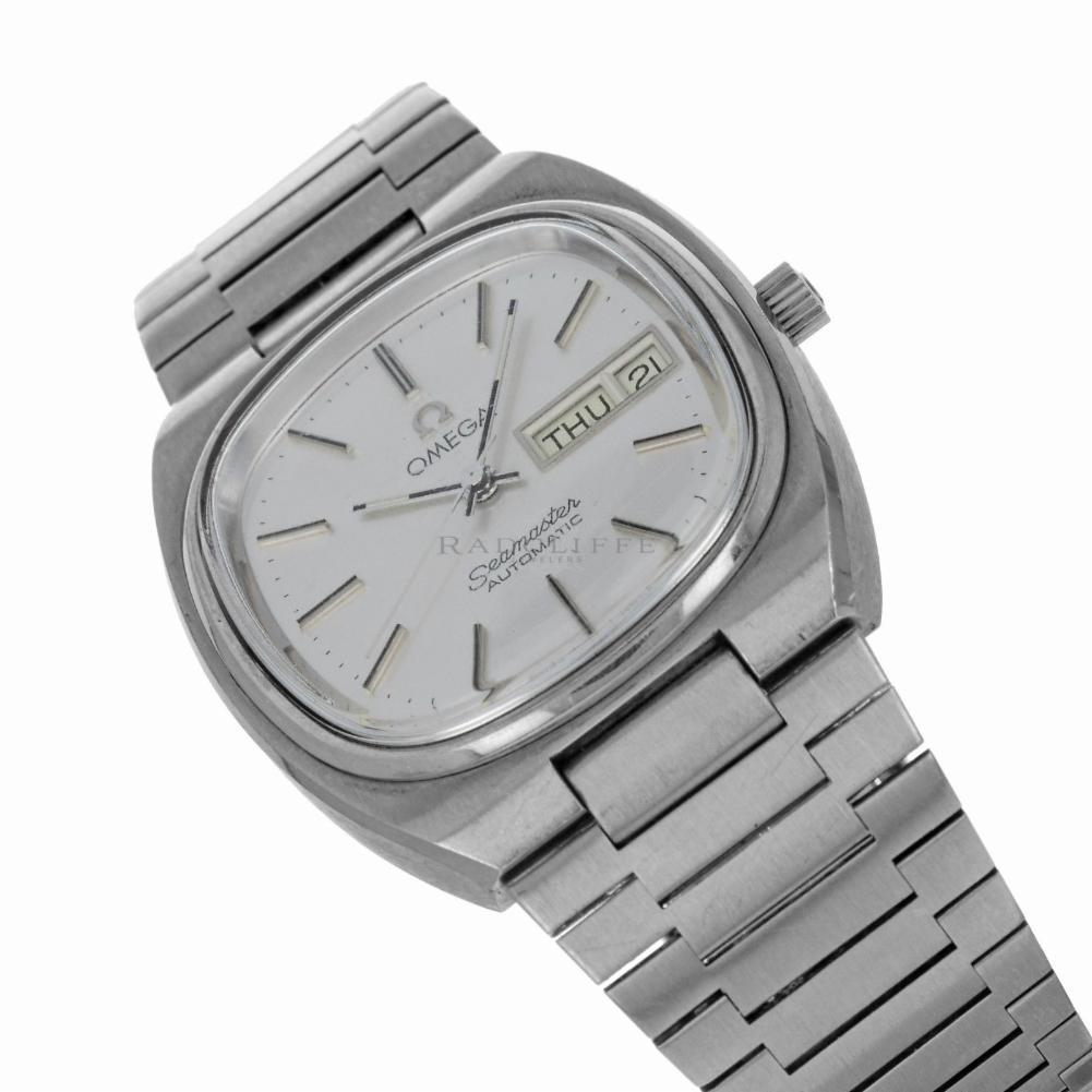 Omega 166.0213.1 Seamaster Day Date TV Case Steel Unpolished Original Automatic In Excellent Condition For Sale In Miami, FL