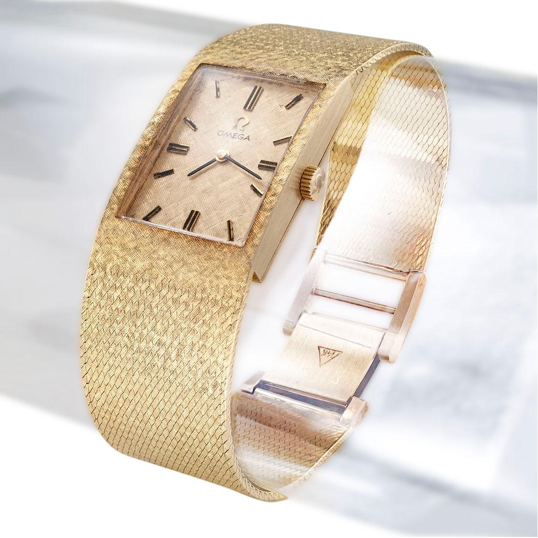 Omega 17-jewel movement yellow gold wristwatch circa 1970.  Love it because it caught your eye, and we are here to connect you with beautiful and affordable jewelry.  It is time to claim a special reward for Yourself!  Clear and concise information