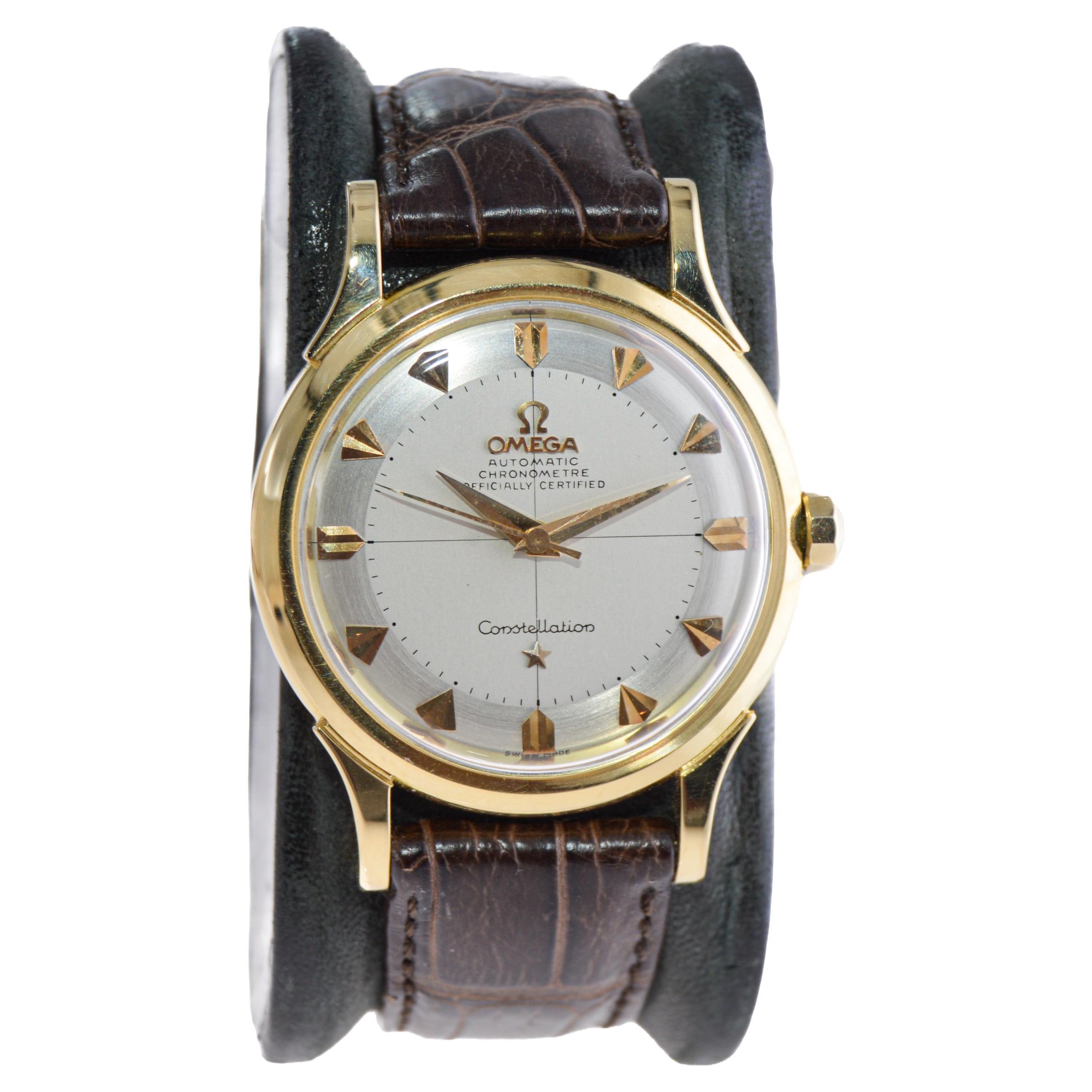 Omega 18 Karat Gold Constellation Observatorium Chronometer, ca. 1950-1960 im Zustand „Hervorragend“ in Long Beach, CA