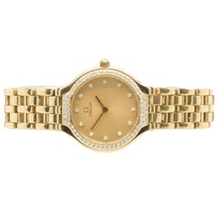Omega 18 Karat Yellow Gold Ladies Diamond Deville