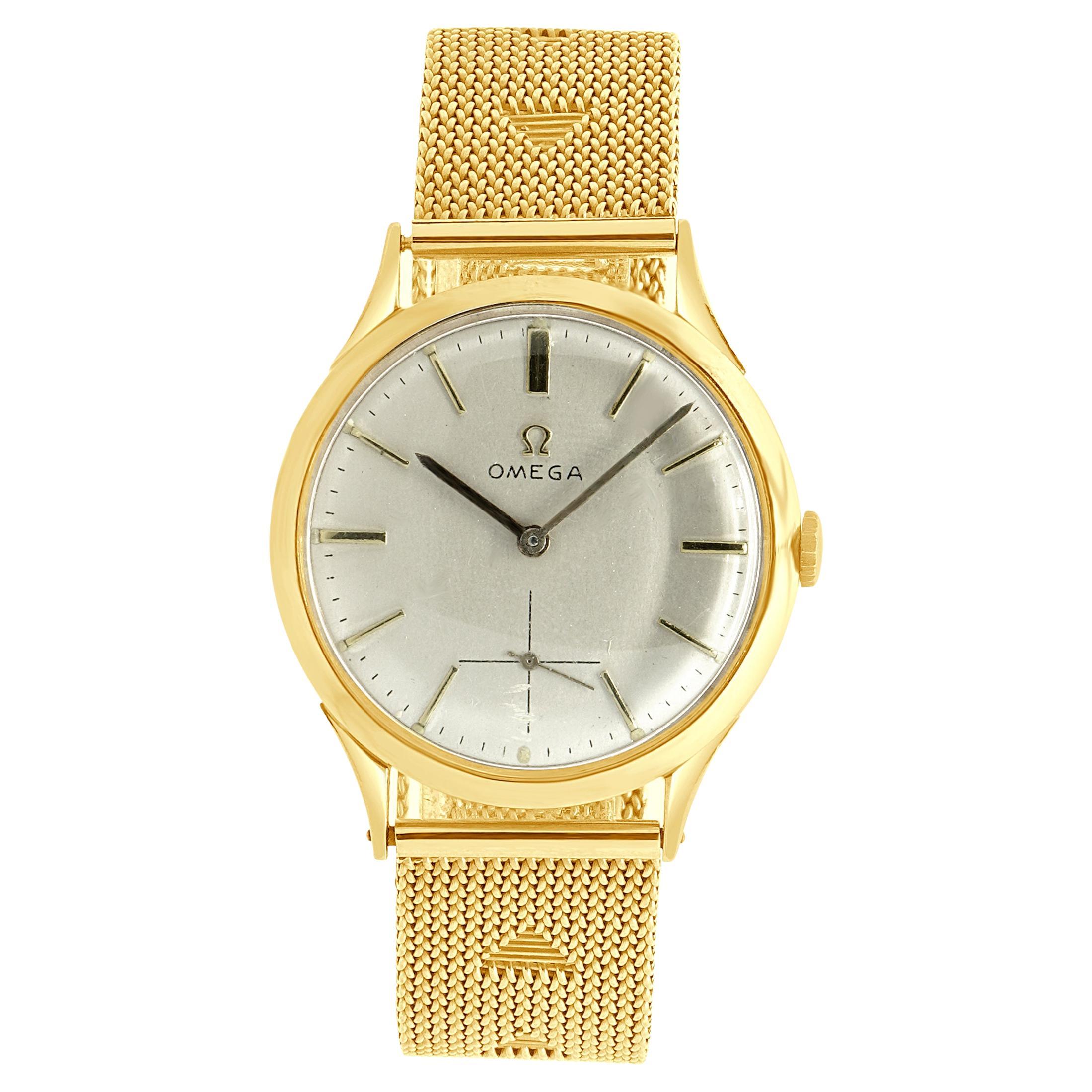 Omega Montre habillée vintage en or jaune 18 carats 34 mm