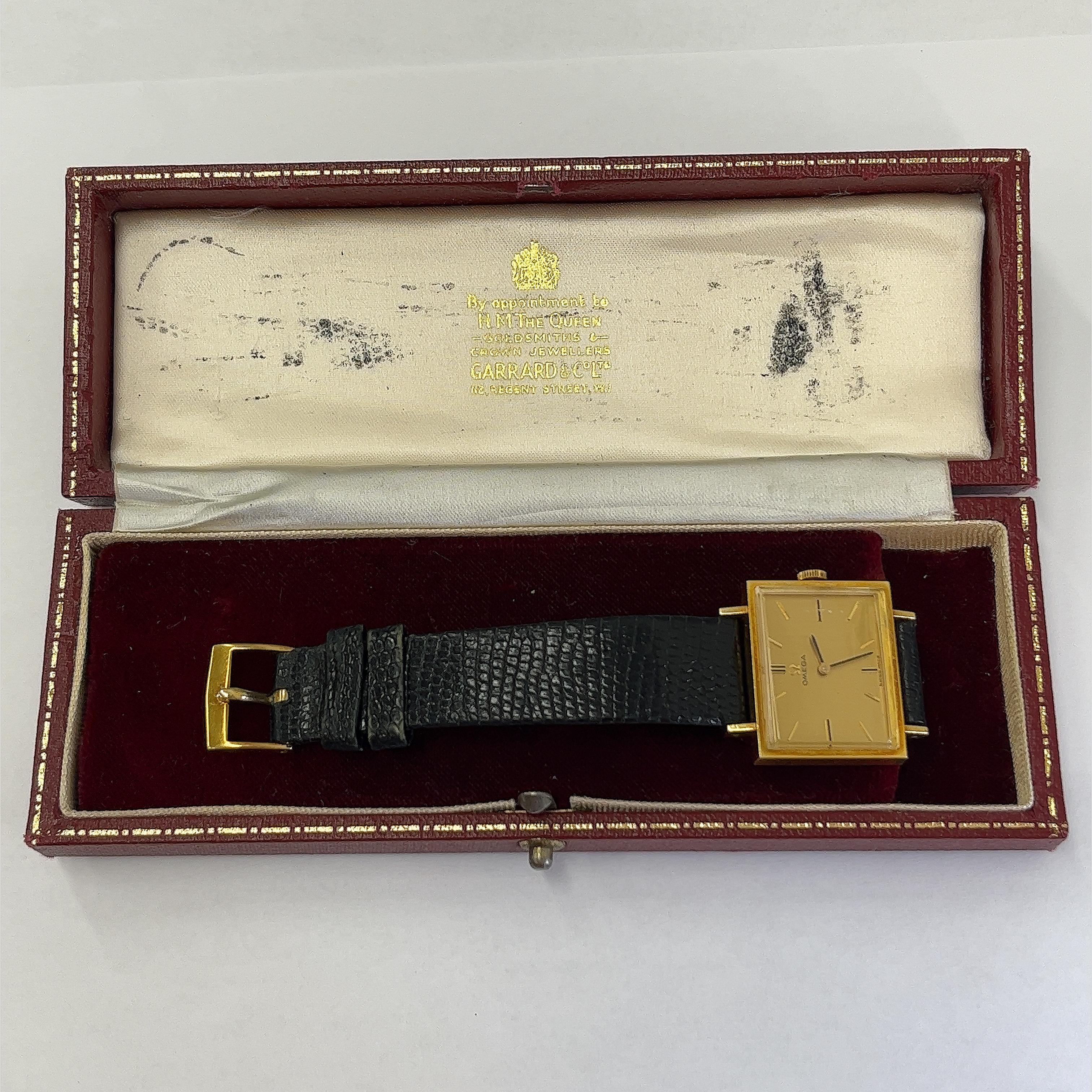 Women's or Men's Omega 18ct Gold Vintage Watch 1960's 26 x 21mm Rectangular Case