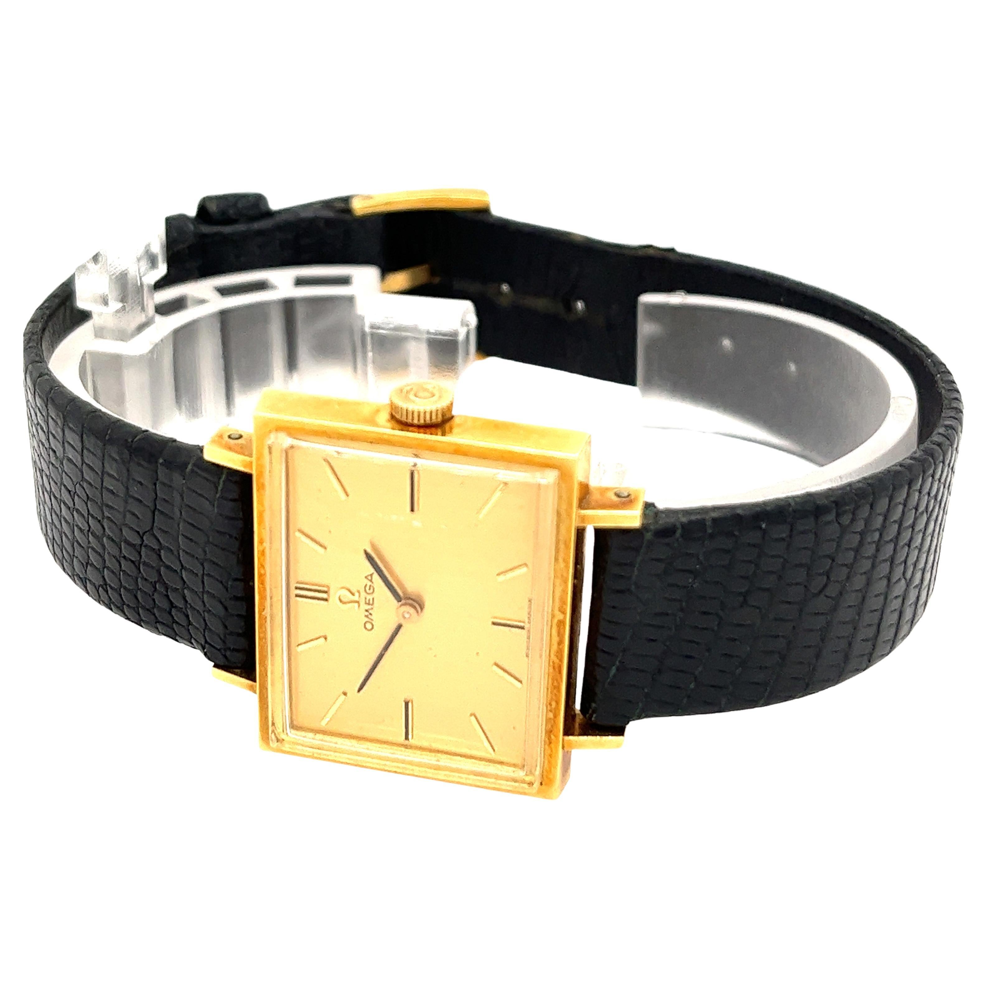 Omega 18ct Gold Vintage Watch 1960's 26 x 21mm Rectangular Case at 1stDibs  | omega gullklokke herre, omega gullklokke 1970, omega rectangular gold  watch