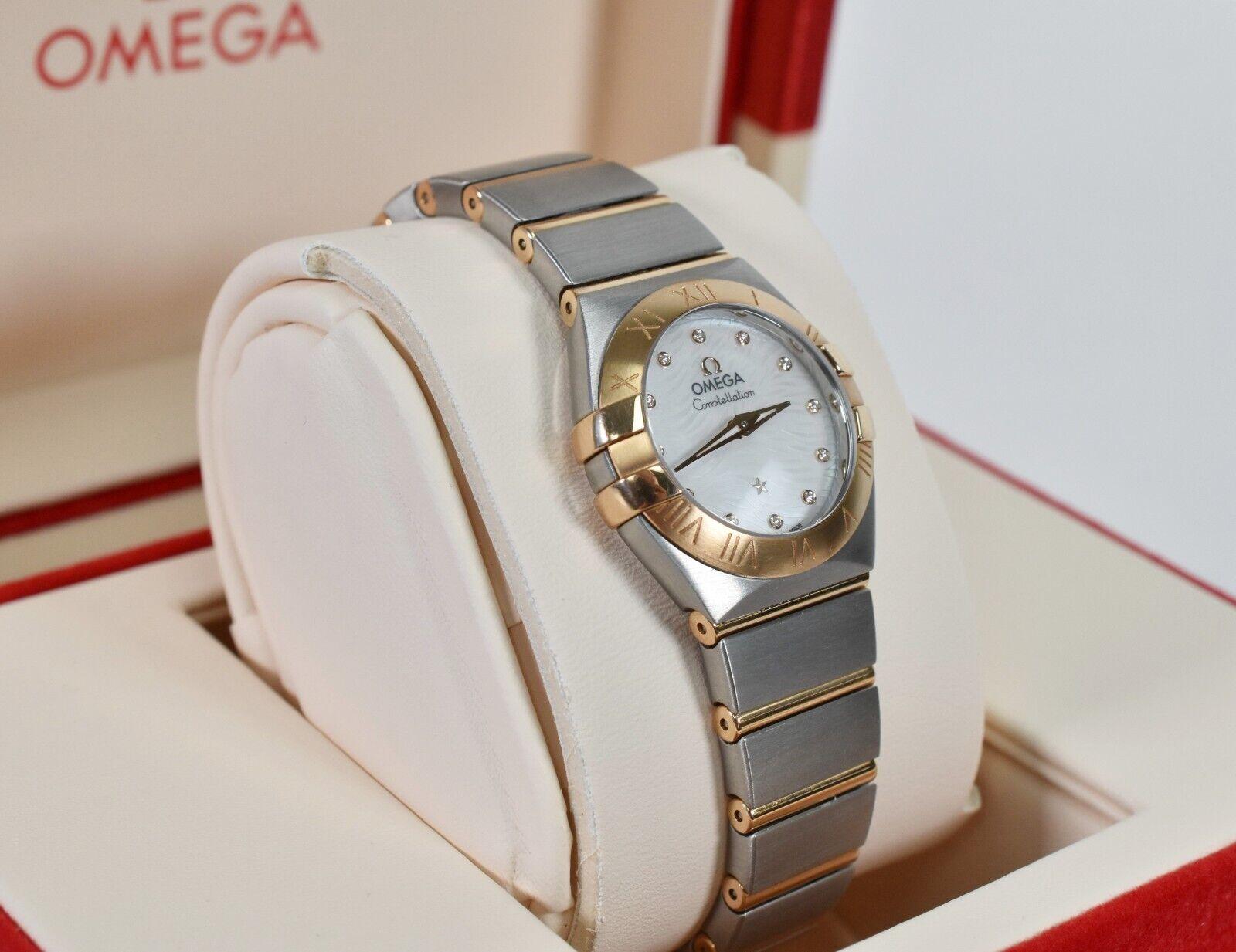 Taglio rotondo Orologio Omega Constellation Diamond Quartz 24 mm da donna in oro 18k e acciaio inossidabile in vendita