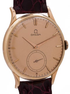 Omega Pink Gold salmon dial Manual Wind Wristwatch, circa 1950s