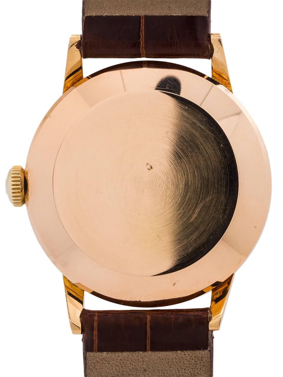 Men's Omega Rose Gold Dress Model manual wind wristwatch, circa 1956