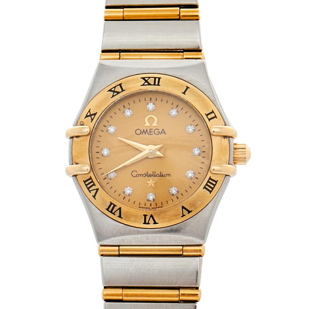 Omega 18K Stainless Steel Diamonds Constellation Women's Wristwatch 22.5 mm