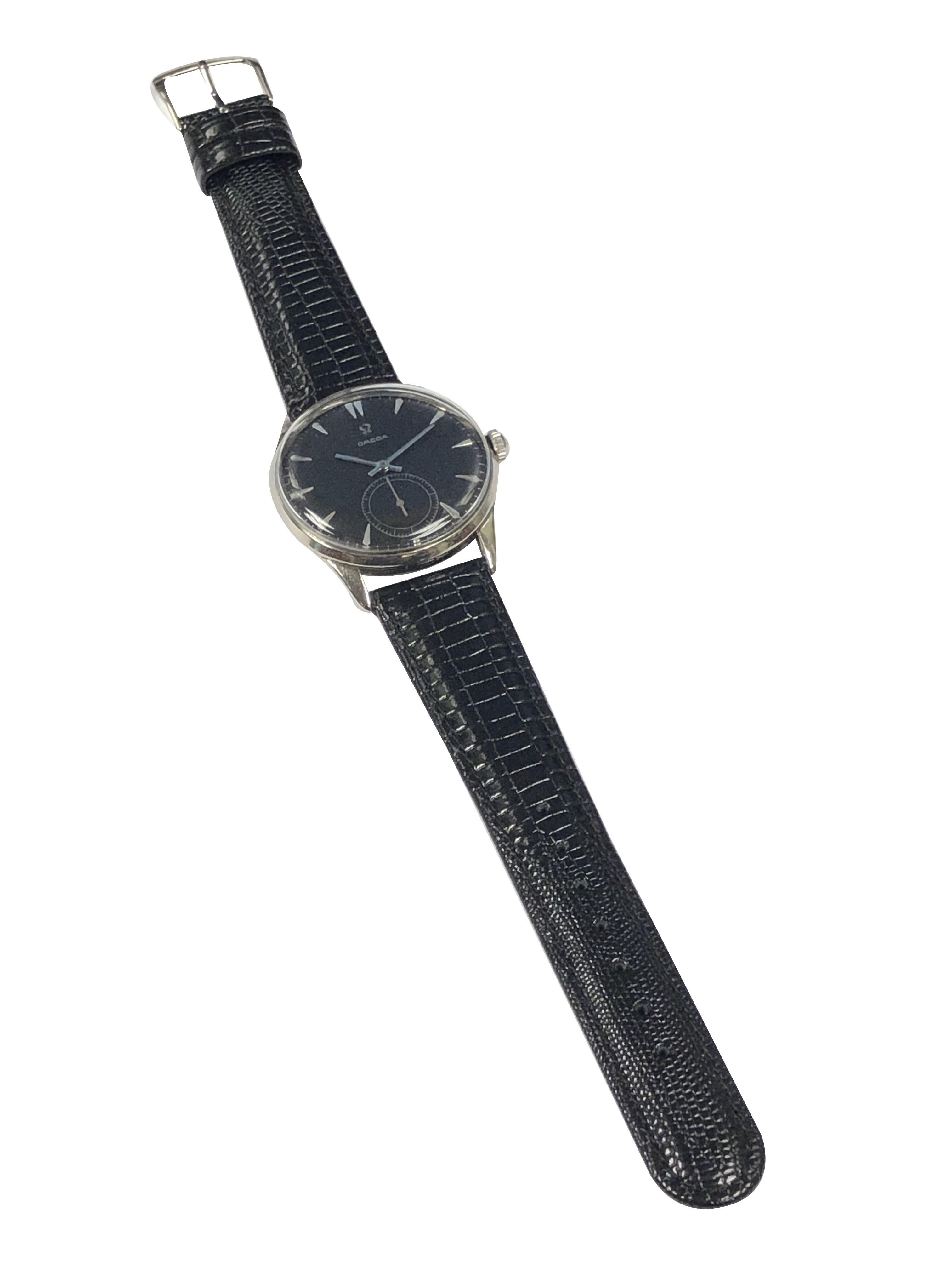 Women's or Men's Omega 1950 Oversize Steel Manual Wind Wristwatch