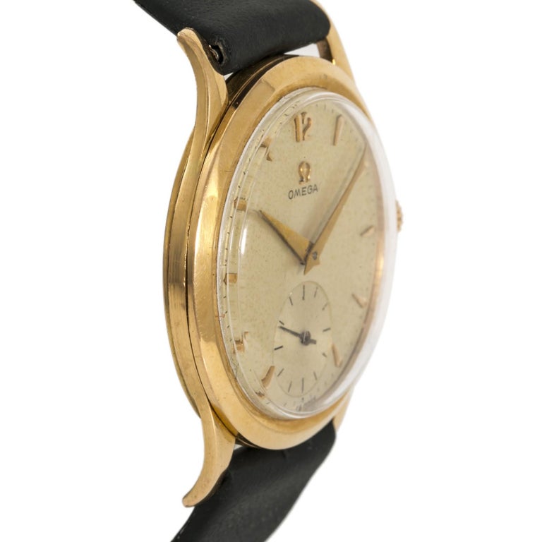 Omega 1950s Men's Hand Winding Vintage Watch 18 Karat Gold ...