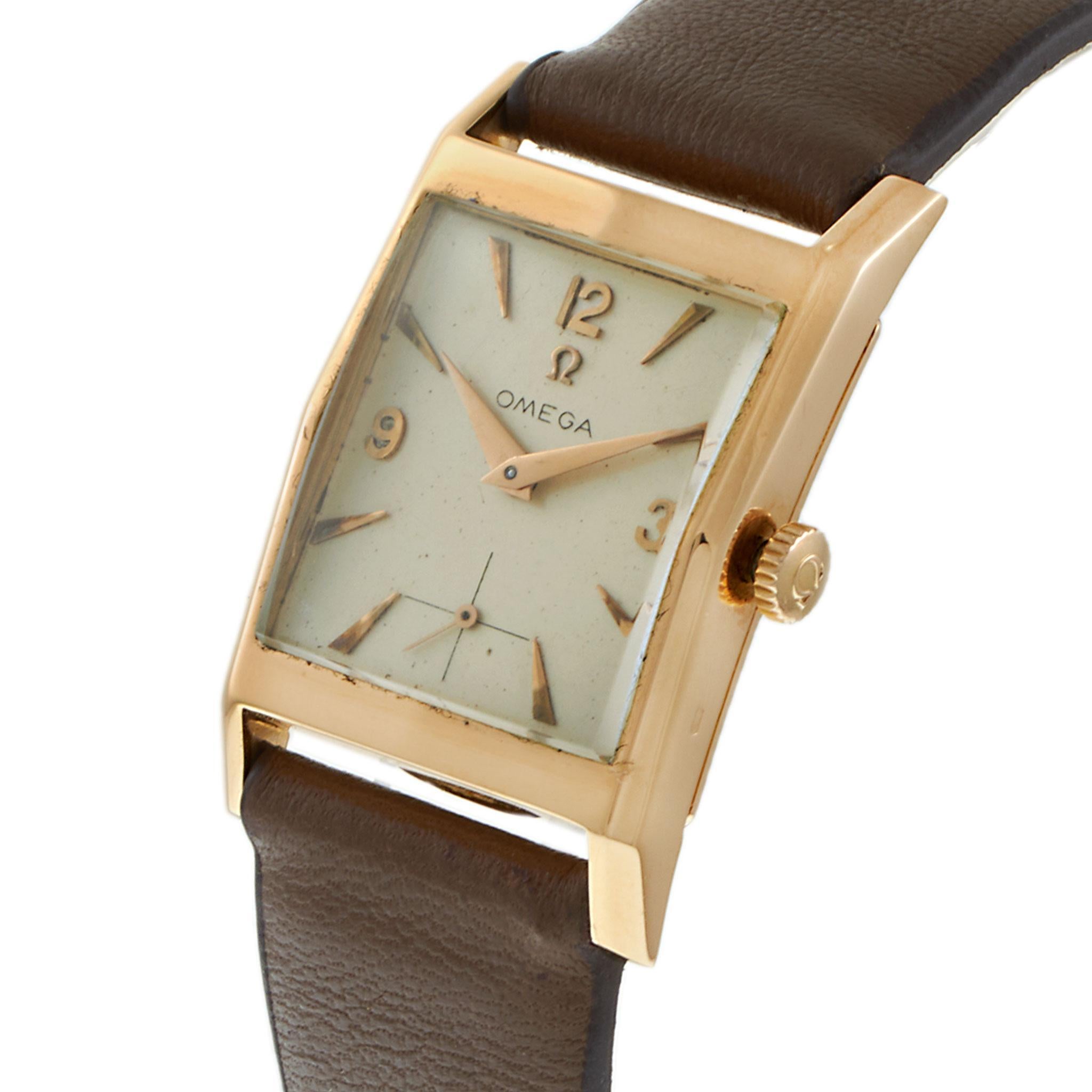 da uomo o donna Omega 1952 De Luxe Ref. 3946 - Oro rosa 18KT, quadrante in patina d'argento in vendita