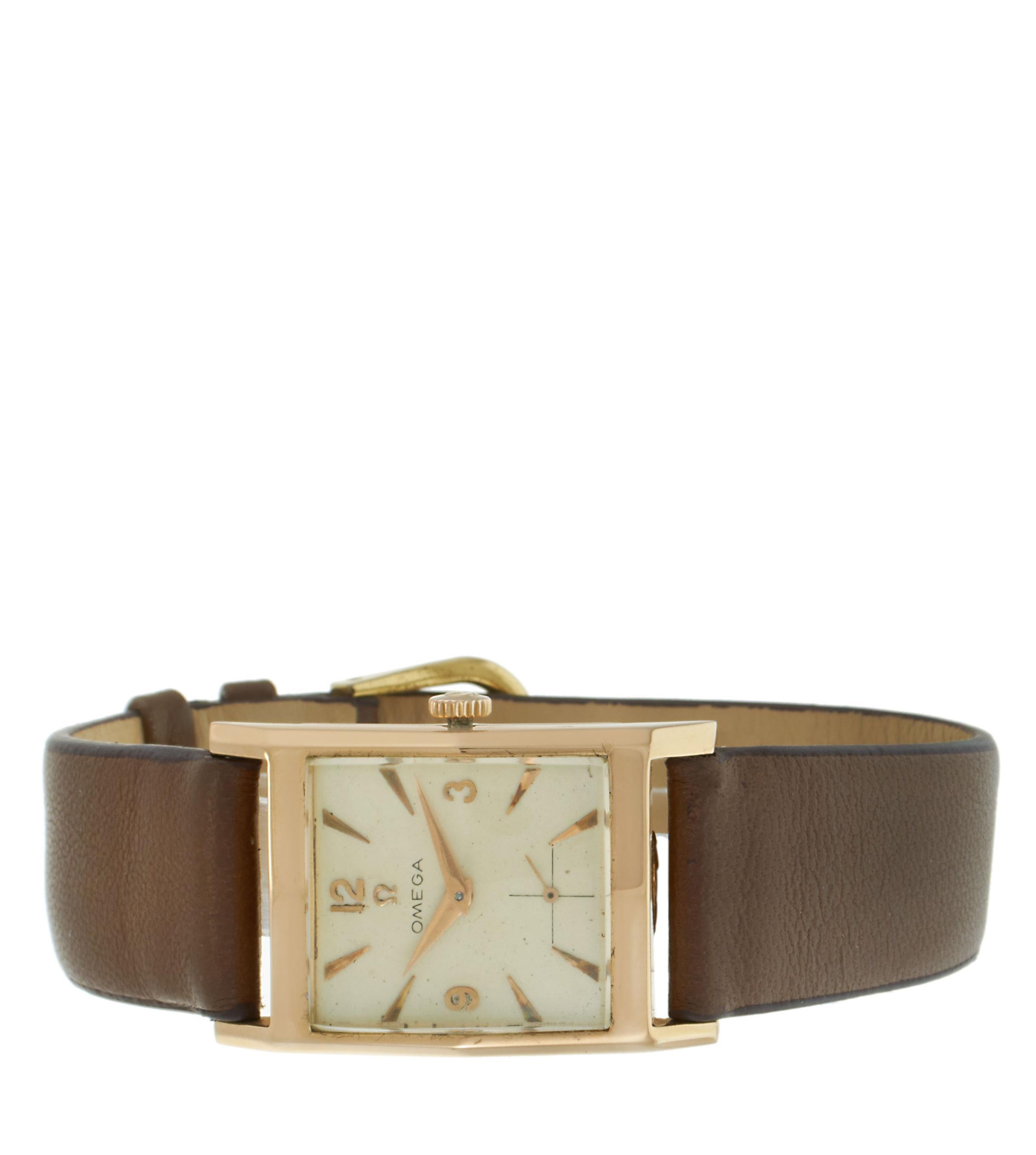 Omega 1952 De Luxe Ref. 3946 - Oro rosa 18KT, quadrante in patina d'argento in vendita 1