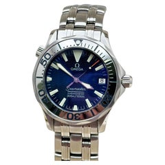 Omega 2053.80.00 Seamaster Blaues Zifferblatt Edelstahl-Kastenpapier mit blauem Zifferblatt